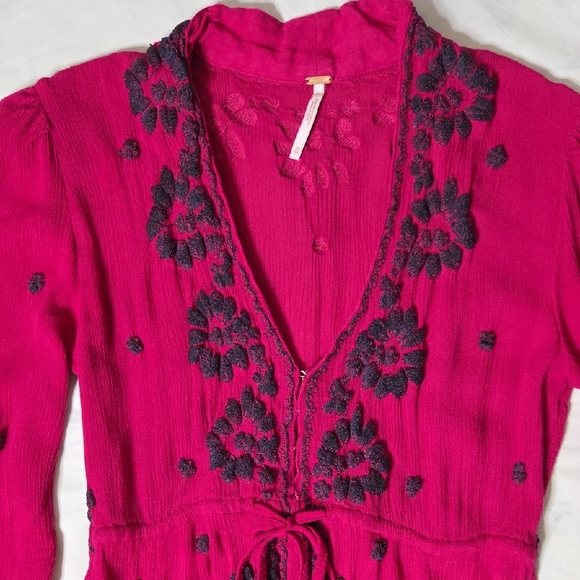 Free People Pink Fable Embroidered Festival Midi Dress - Picture 3 of 9